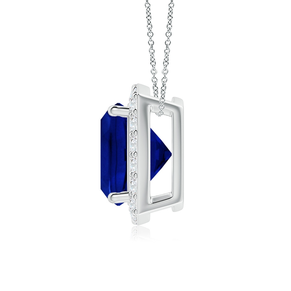 8mm AAAA Vintage Inspired Cushion Blue Sapphire Halo Pendant in P950 Platinum side 199