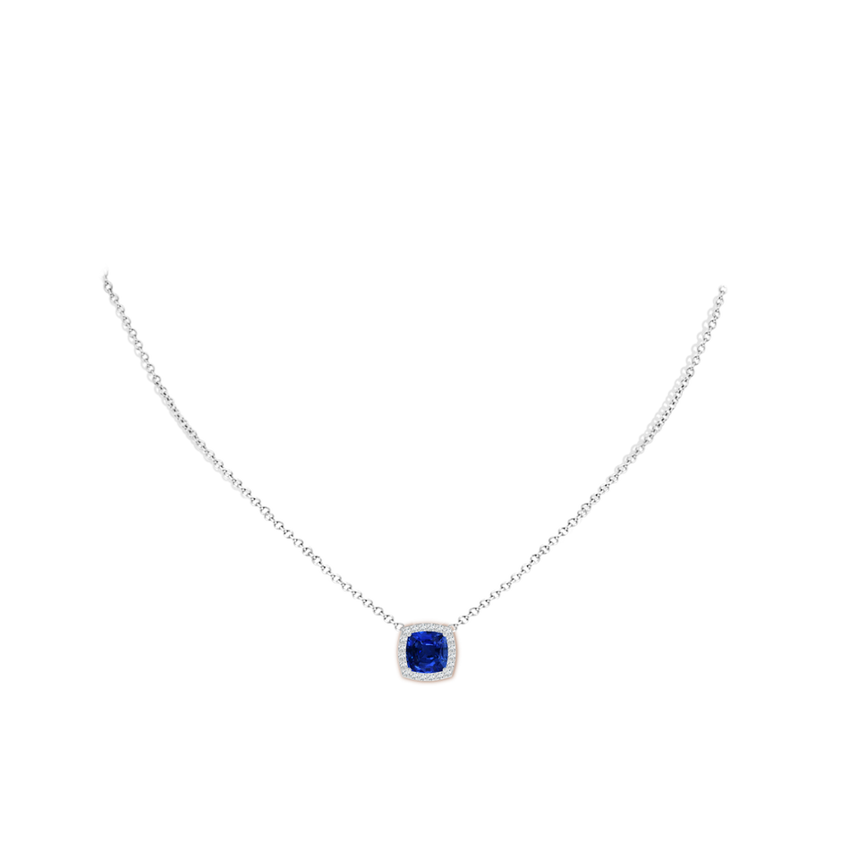 8mm AAAA Vintage Inspired Cushion Blue Sapphire Halo Pendant in P950 Platinum pen