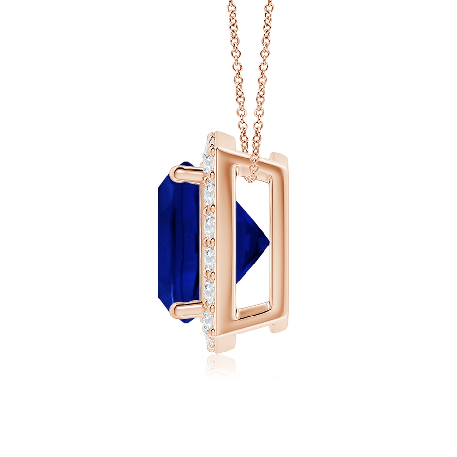 8mm AAAA Vintage Inspired Cushion Blue Sapphire Halo Pendant in Rose Gold side 199