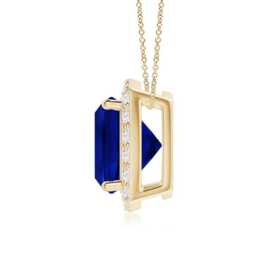 8mm Lab-Grown Vintage Inspired Cushion Blue Sapphire Halo Pendant in Yellow Gold side 199