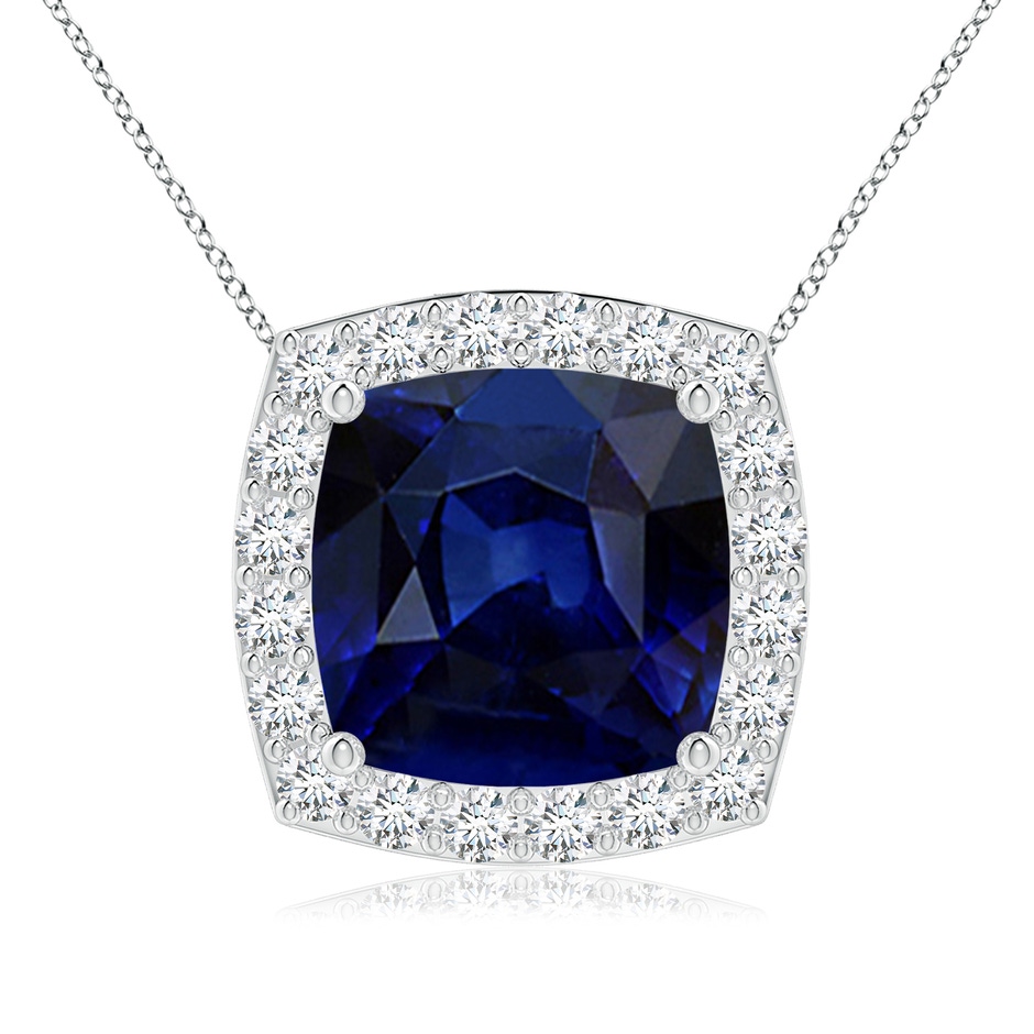 9mm AAA Vintage Inspired Cushion Blue Sapphire Halo Pendant in P950 Platinum 