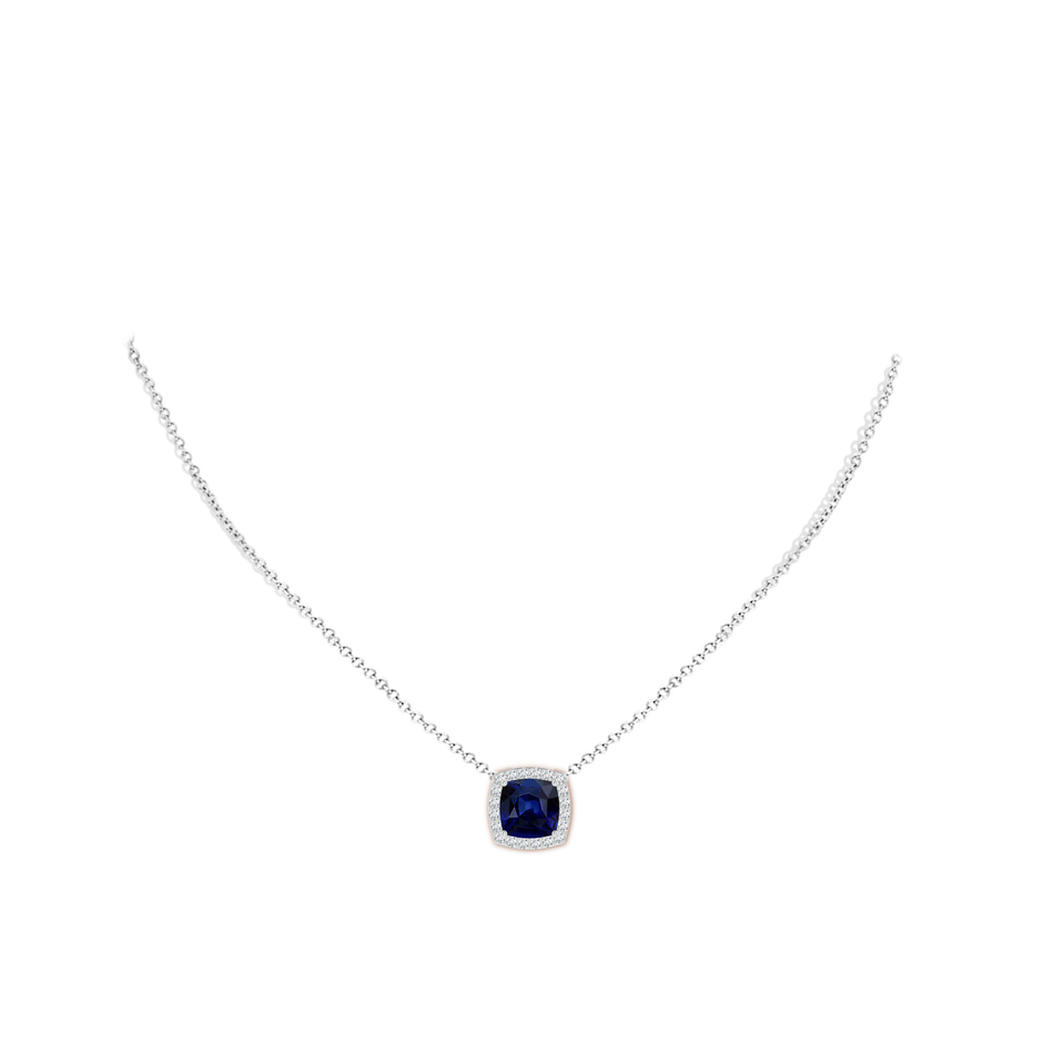 9mm AAA Vintage Inspired Cushion Blue Sapphire Halo Pendant in P950 Platinum pen