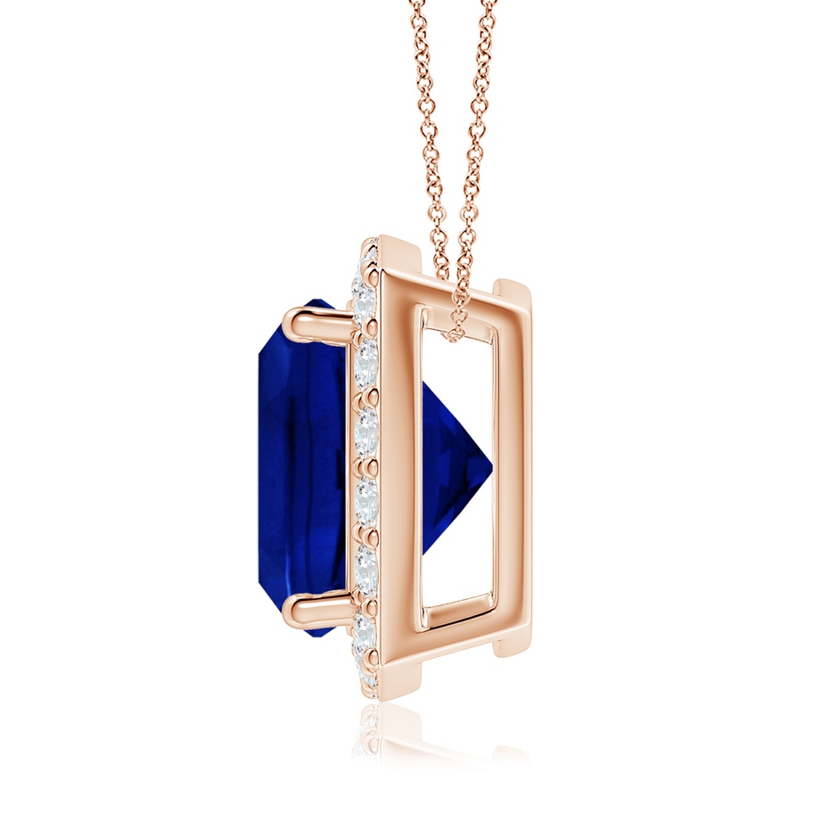 9mm AAAA Vintage Inspired Cushion Blue Sapphire Halo Pendant in Rose Gold side 199