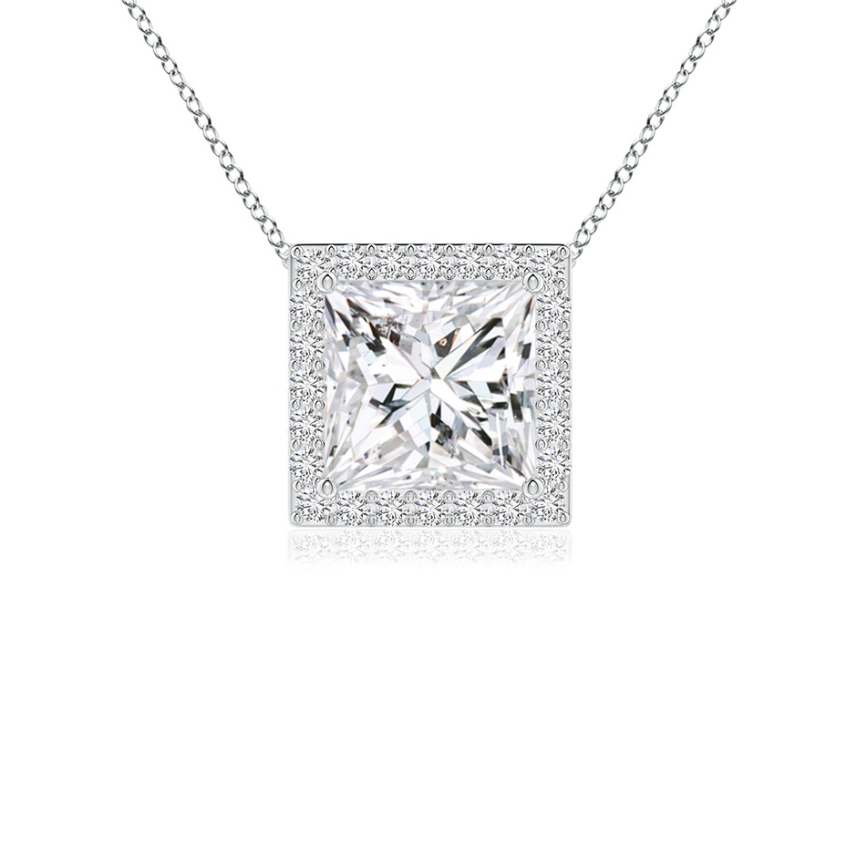 5.5mm HSI2 Vintage Inspired Princess-Cut Diamond Halo Pendant in White Gold 