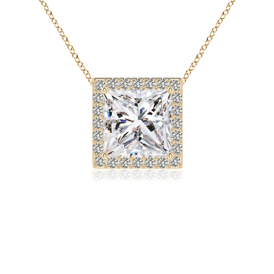 5.5mm IJI1I2 Vintage Inspired Princess-Cut Diamond Halo Pendant in Yellow Gold 