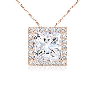 6.8mm GVS2 Vintage Inspired Princess-Cut Diamond Halo Pendant in Rose Gold