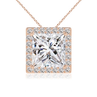 7.9mm IJI1I2 Vintage Inspired Princess-Cut Diamond Halo Pendant in Rose Gold