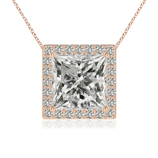 7.9mm KI3 Vintage Inspired Princess-Cut Diamond Halo Pendant in Rose Gold