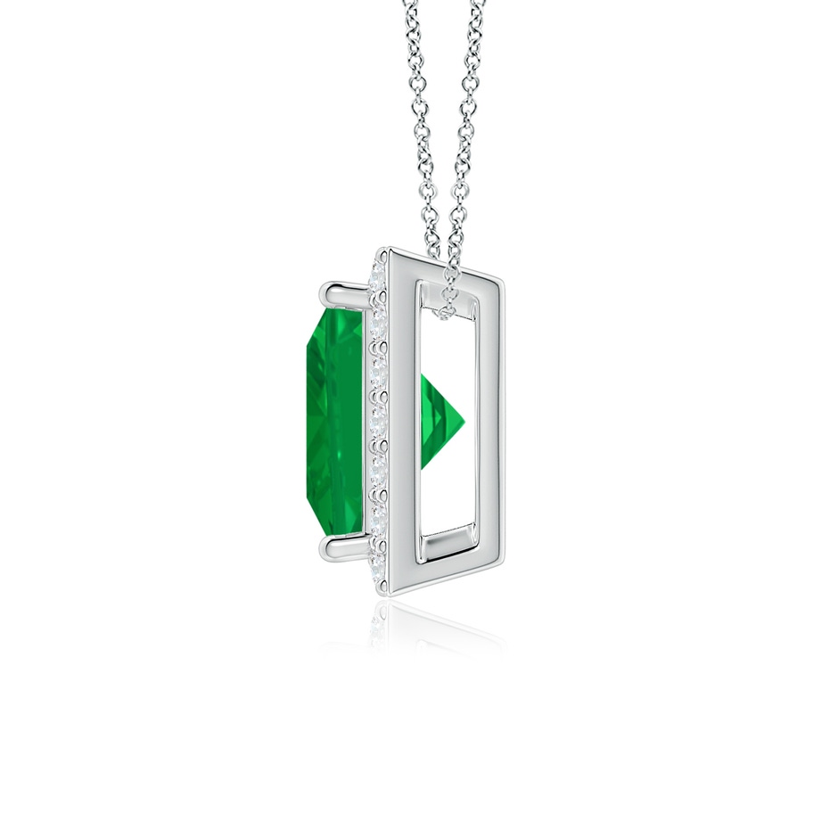 7mm AA Vintage Inspired Square Emerald Halo Pendant in White Gold side 199