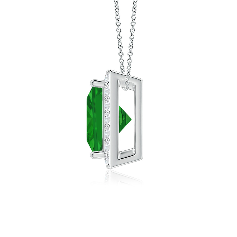 7mm AAA Vintage Inspired Square Emerald Halo Pendant in White Gold side 199