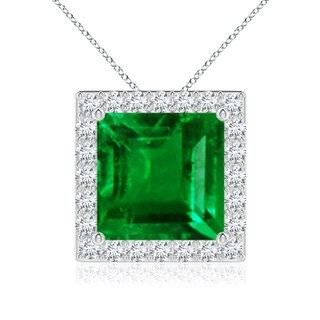 9mm AAAA Vintage Inspired Square Emerald Halo Pendant in P950 Platinum