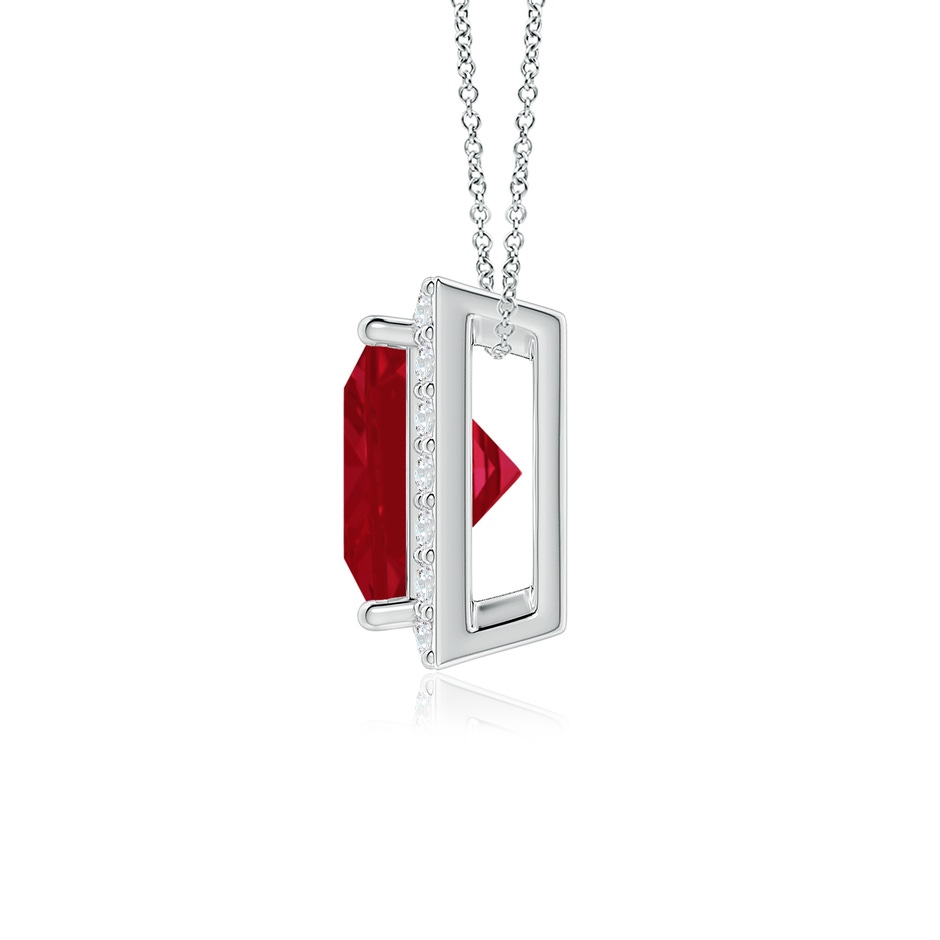 7mm AA Vintage Inspired Square Ruby Halo Pendant in White Gold side 199