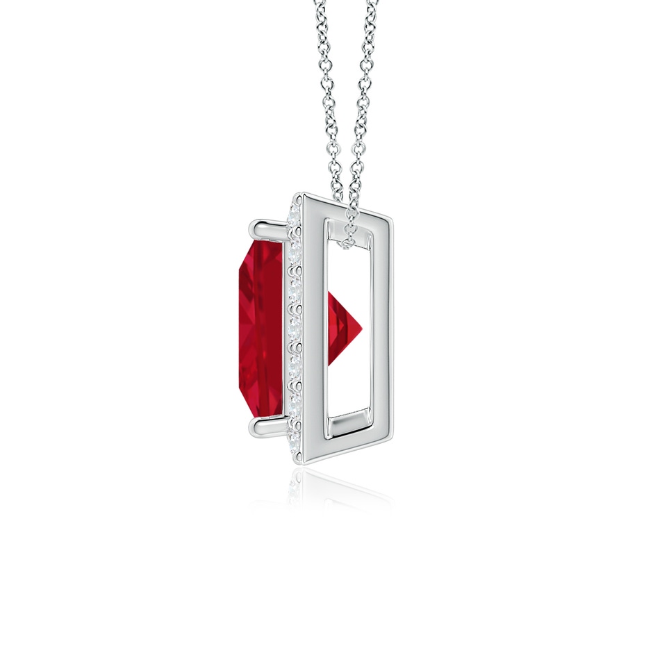 7mm AAA Vintage Inspired Square Ruby Halo Pendant in White Gold side 199