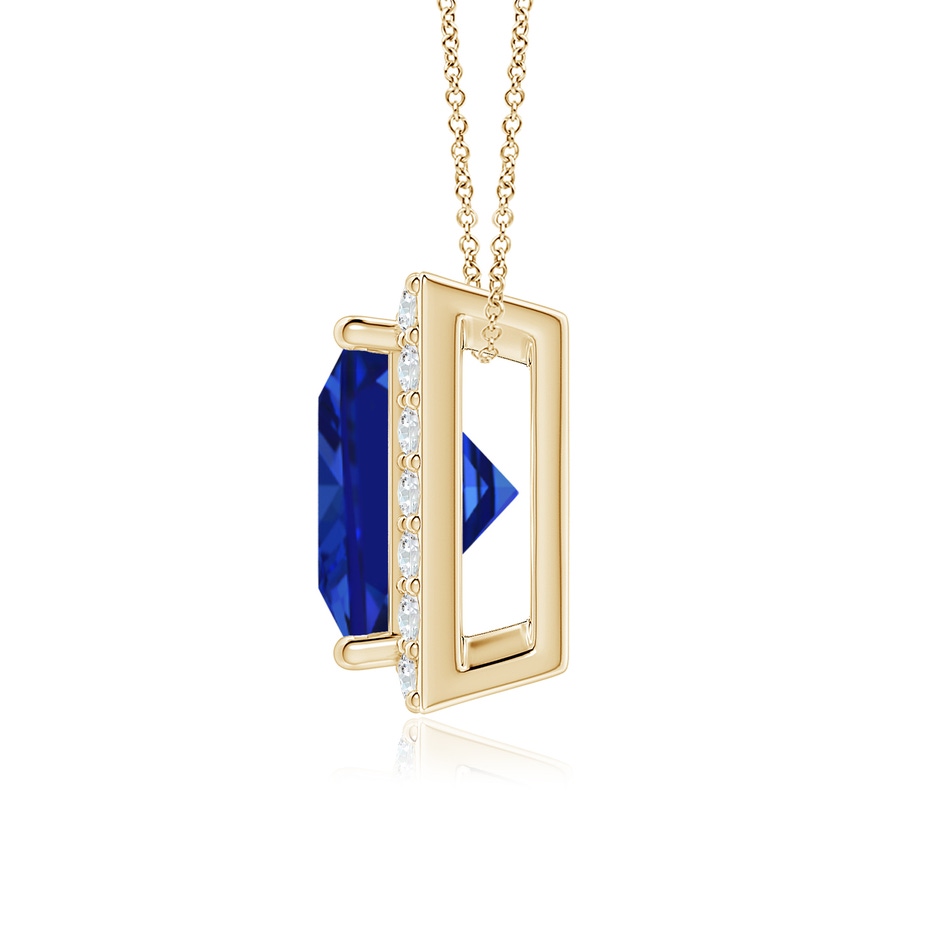 8mm Lab-Grown Vintage Inspired Square Blue Sapphire Halo Pendant in Yellow Gold side 199