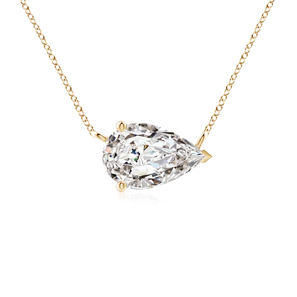 11x7mm IJI1I2 East-West Pear-Shaped Diamond Solitaire Pendant in Yellow Gold
