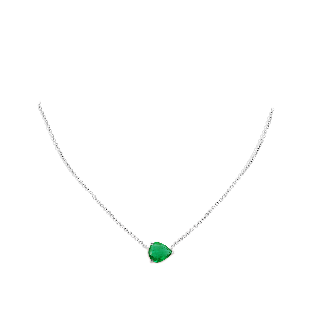 12x10mm AA East-West Pear-Shaped Emerald Solitaire Pendant in White Gold pen