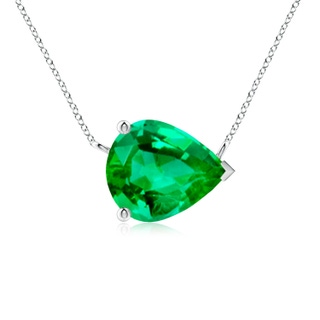 12x10mm AAA East-West Pear-Shaped Emerald Solitaire Pendant in P950 Platinum