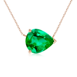 12x10mm AAA East-West Pear-Shaped Emerald Solitaire Pendant in Rose Gold