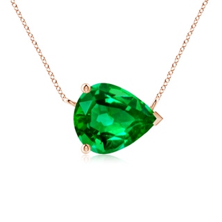 12x10mm AAAA East-West Pear-Shaped Emerald Solitaire Pendant in Rose Gold