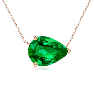 14x10mm AAAA East-West Pear-Shaped Emerald Solitaire Pendant in 10K Rose Gold