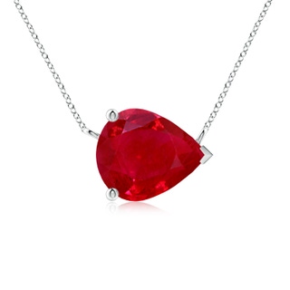 12x10mm AAA East-West Pear-Shaped Ruby Solitaire Pendant in P950 Platinum