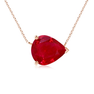 12x10mm AAA East-West Pear-Shaped Ruby Solitaire Pendant in Rose Gold