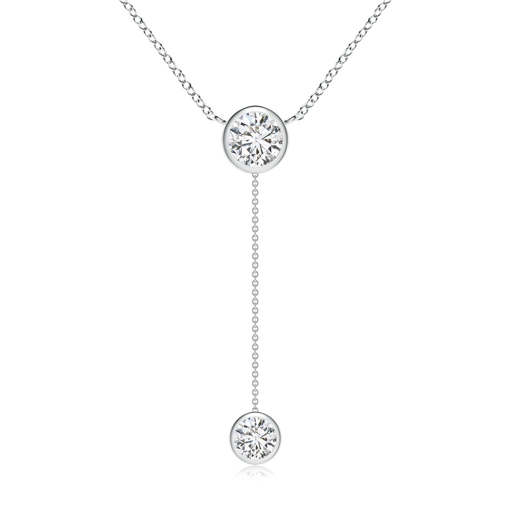 6.4mm HSI2 Bezel-Set Round Diamond Lariat Style Necklace in White Gold