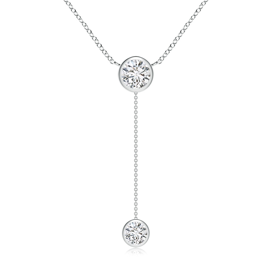 6.4mm HSI2 Bezel-Set Round Diamond Lariat Style Necklace in White Gold 