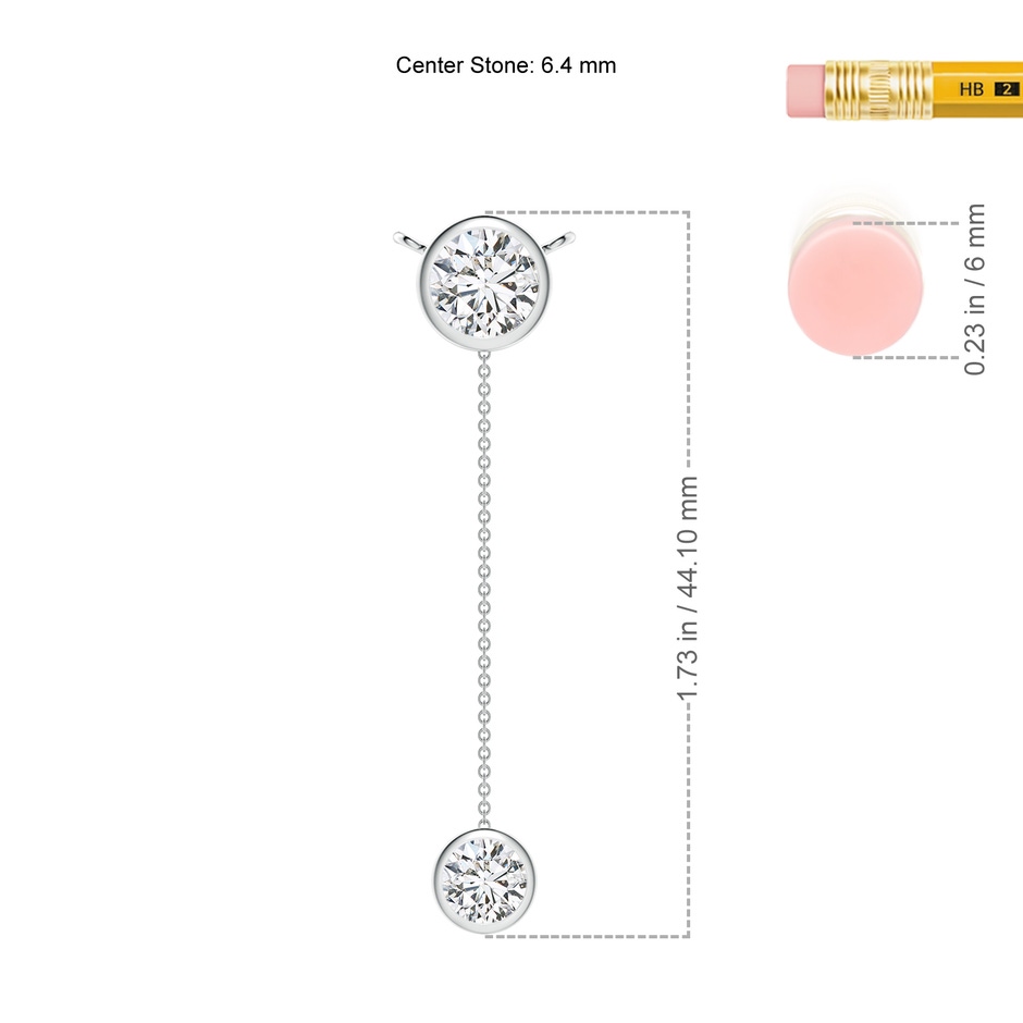 6.4mm HSI2 Bezel-Set Round Diamond Lariat Style Necklace in White Gold ruler