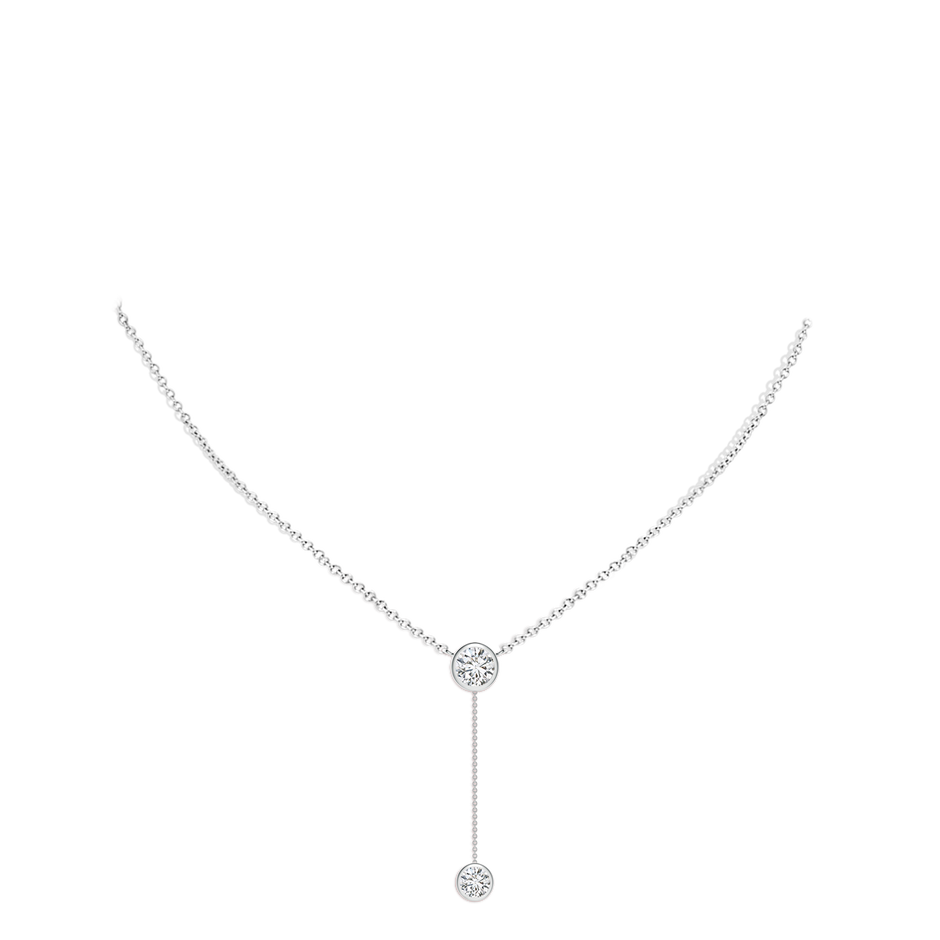 6.4mm HSI2 Bezel-Set Round Diamond Lariat Style Necklace in White Gold pen