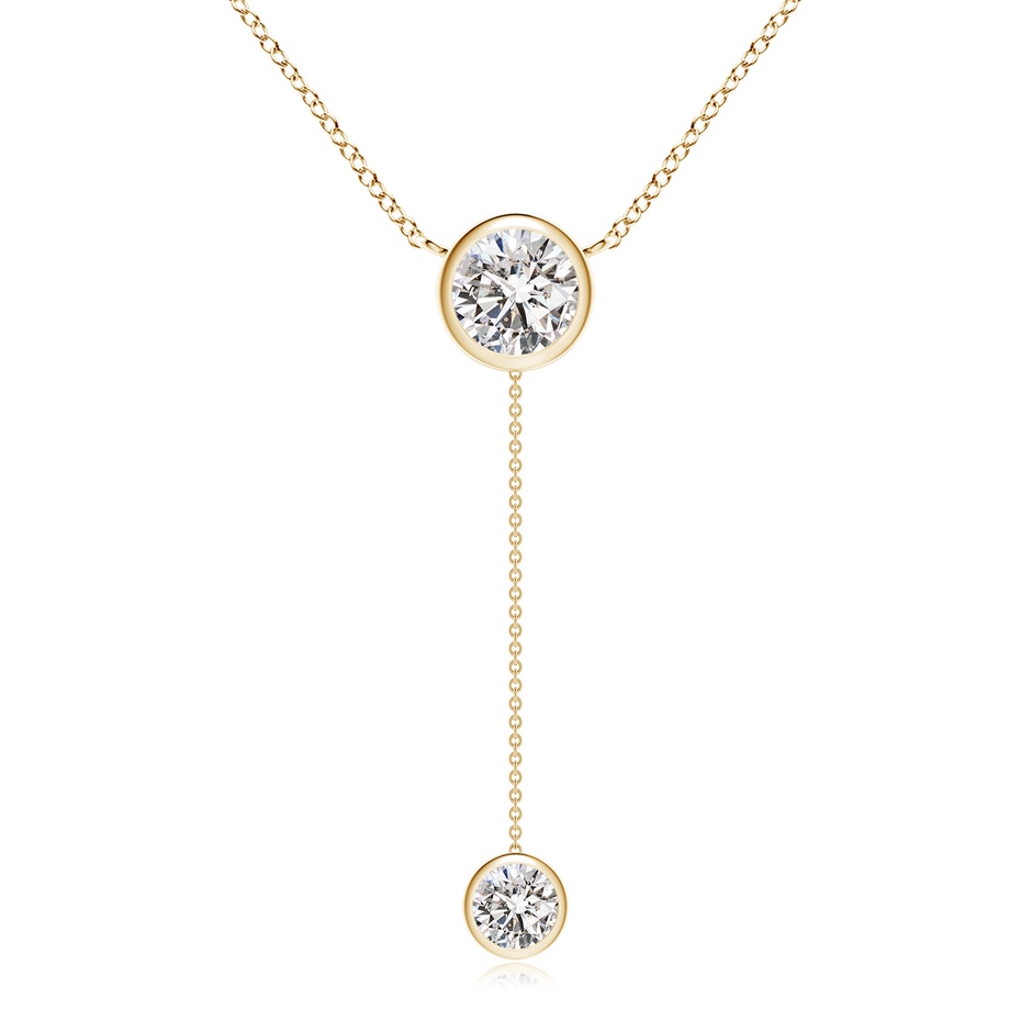 7.4mm IJI1I2 Bezel-Set Round Diamond Lariat Style Necklace in Yellow Gold 