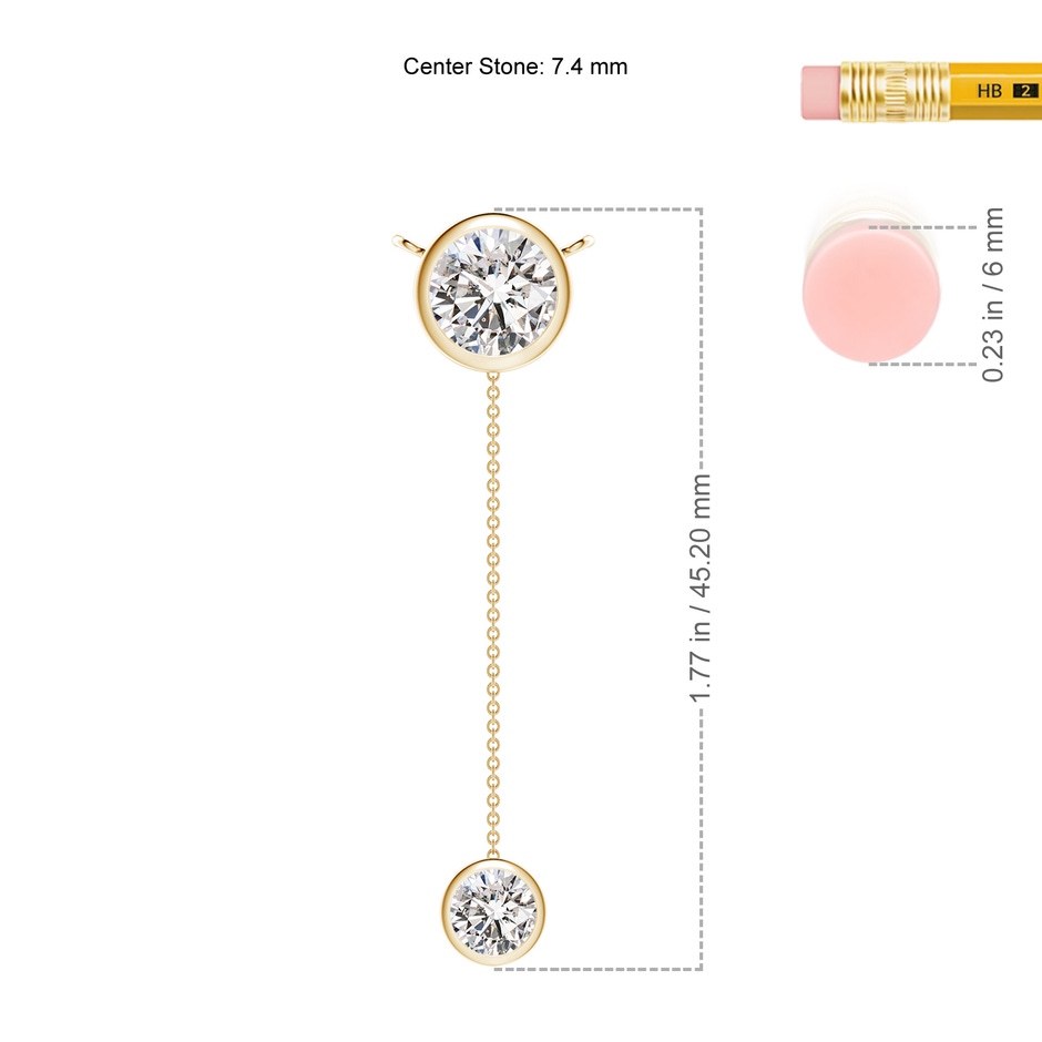 7.4mm IJI1I2 Bezel-Set Round Diamond Lariat Style Necklace in Yellow Gold ruler