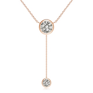 8mm KI3 Bezel-Set Round Diamond Lariat Style Necklace in Rose Gold