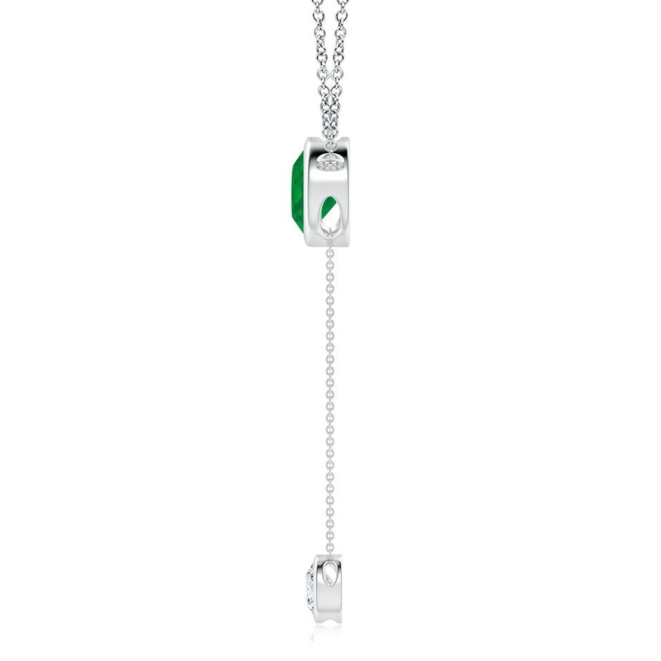 8mm AA Bezel-Set Round Emerald Lariat Style Necklace in White Gold side 199