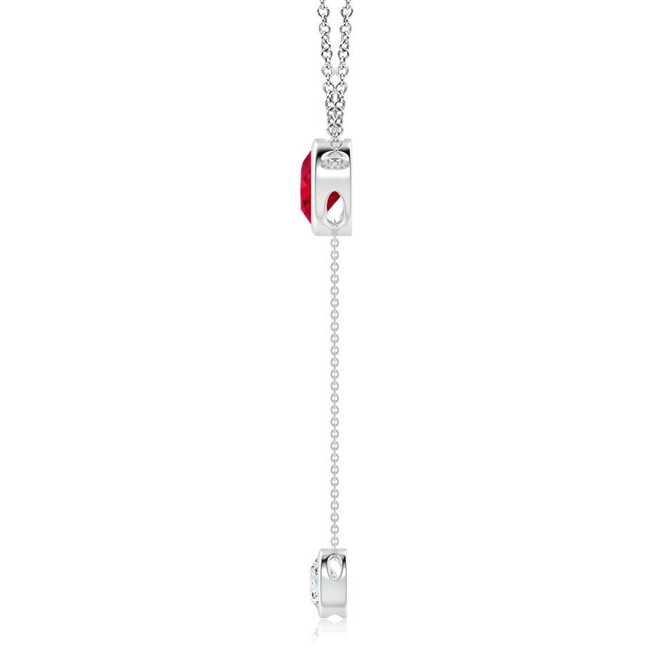 7mm AAA Bezel-Set Round Ruby Lariat Style Necklace in White Gold side 199