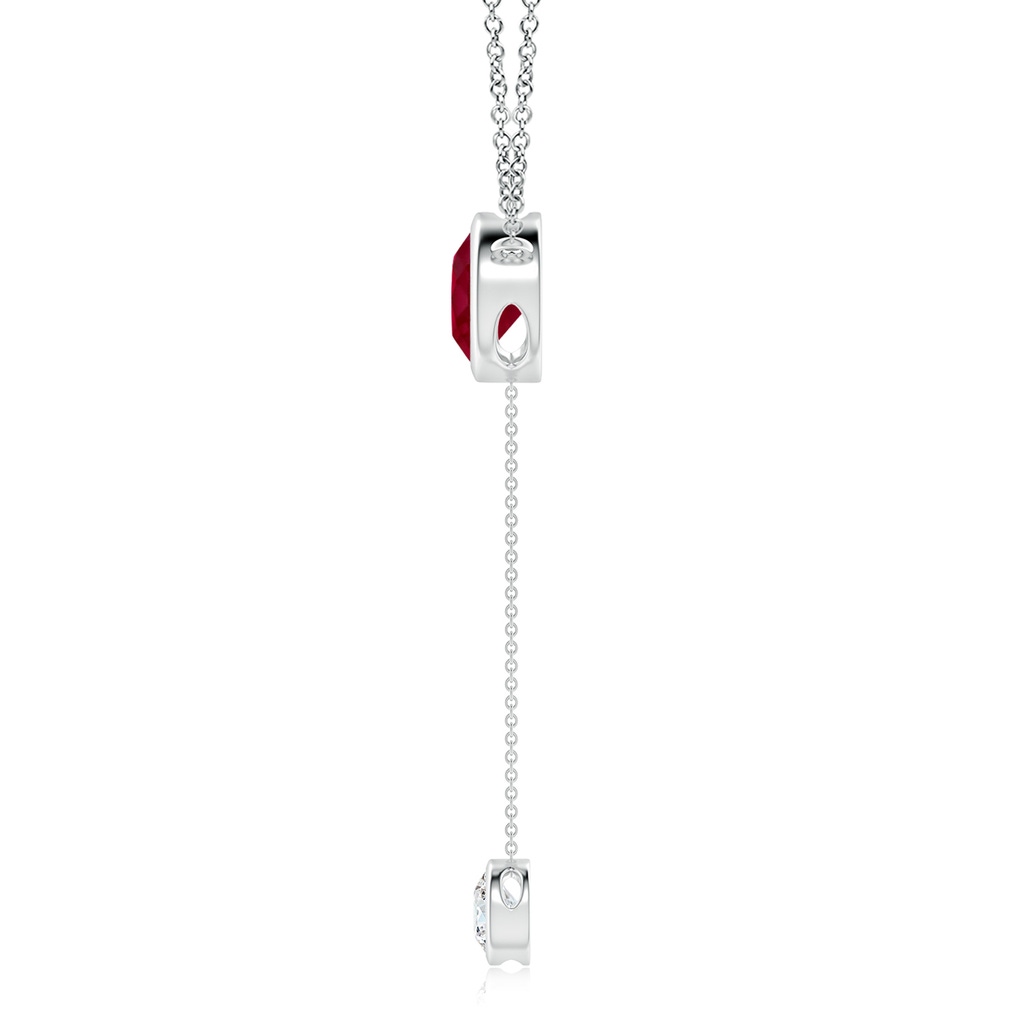 8mm AA Bezel-Set Round Ruby Lariat Style Necklace in White Gold Side 199