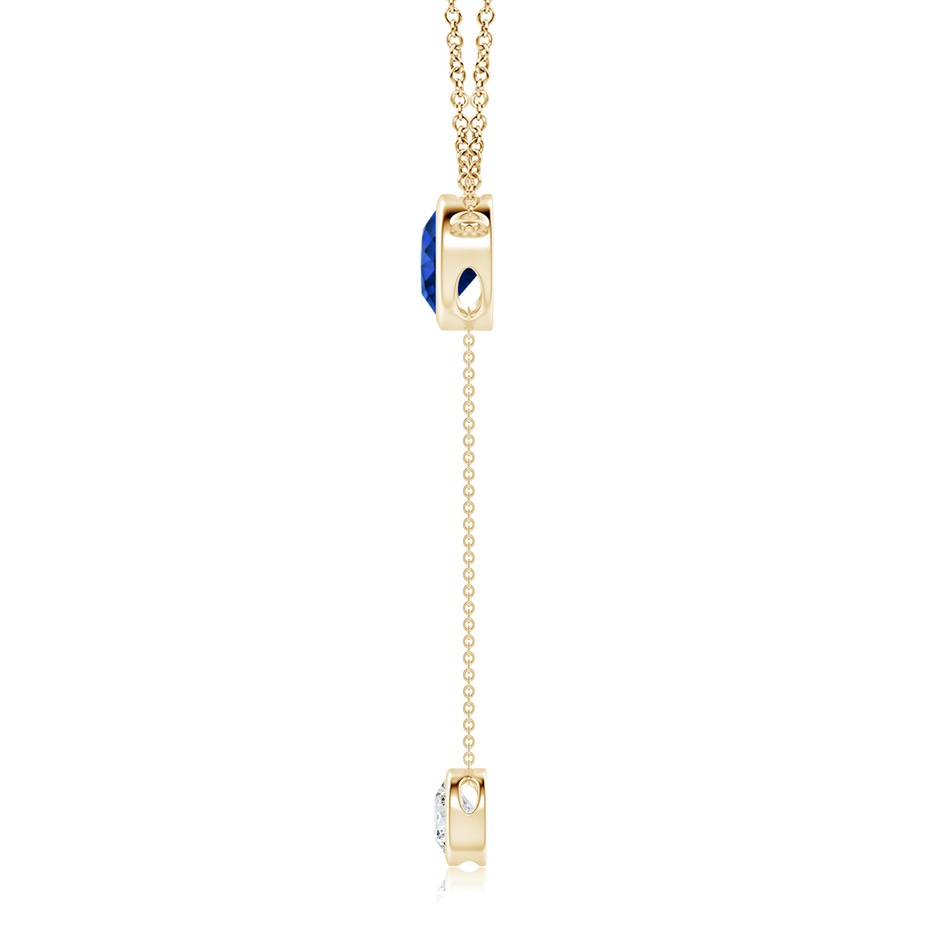 7mm Lab-Grown Bezel-Set Round Blue Sapphire Lariat Style Necklace in Yellow Gold side 199