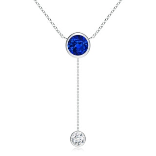 8mm AAAA Bezel-Set Round Blue Sapphire Lariat Style Necklace in P950 Platinum