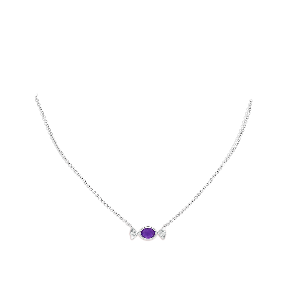 8x6mm AAAA Sweet Treats Oval Amethyst Candy Pendant in White Gold pen