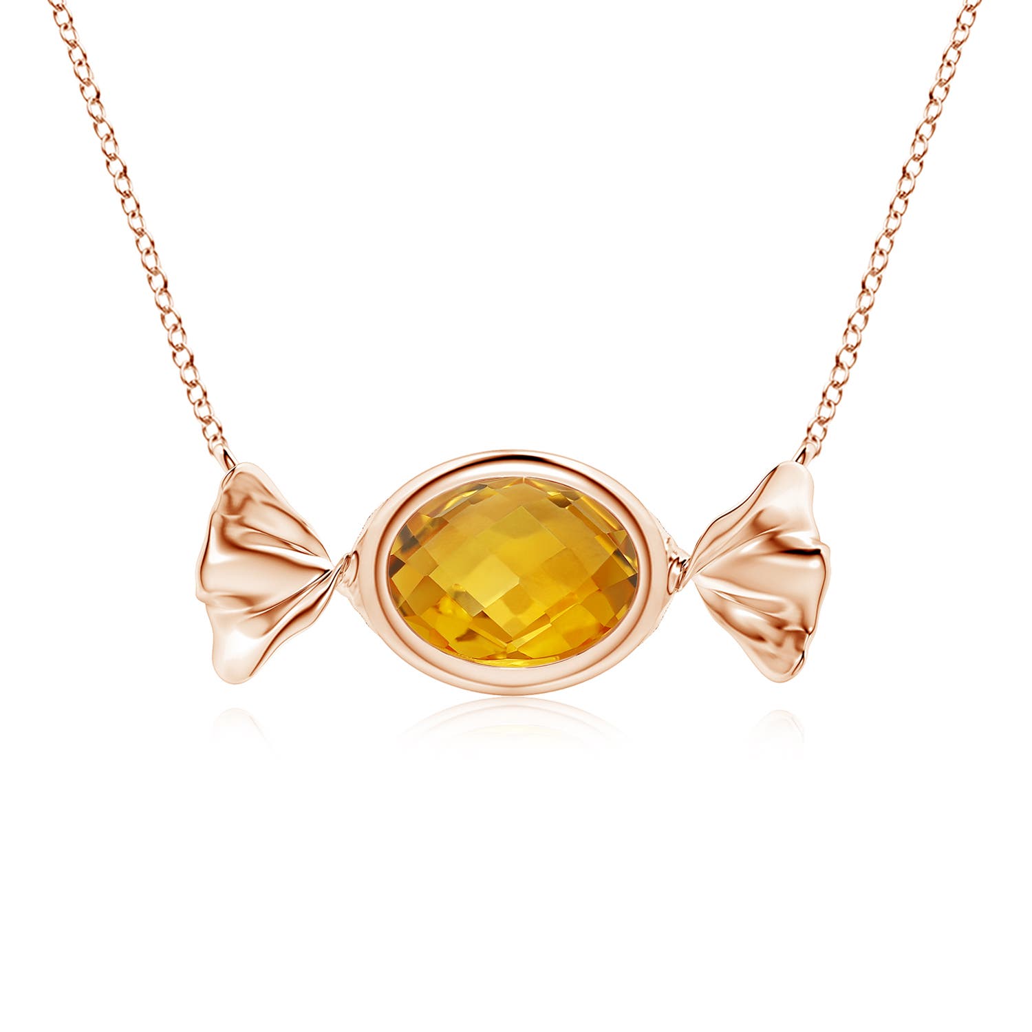 ANGARA 1.1 Ct Sweet Treats Oval Citrine Candy Pendant Necklace in 14K Solid Gold