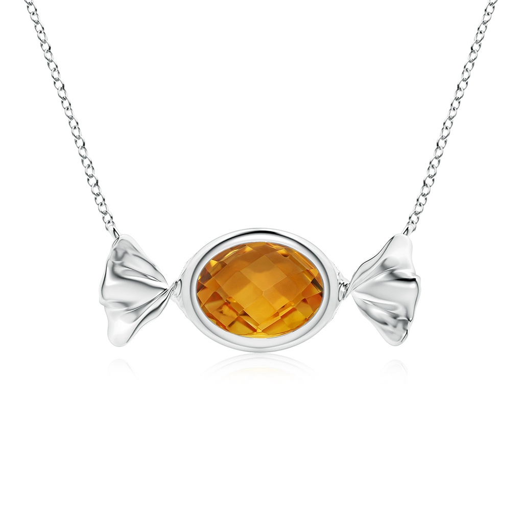 8x6mm AAA Sweet Treats Oval Citrine Candy Pendant in White Gold