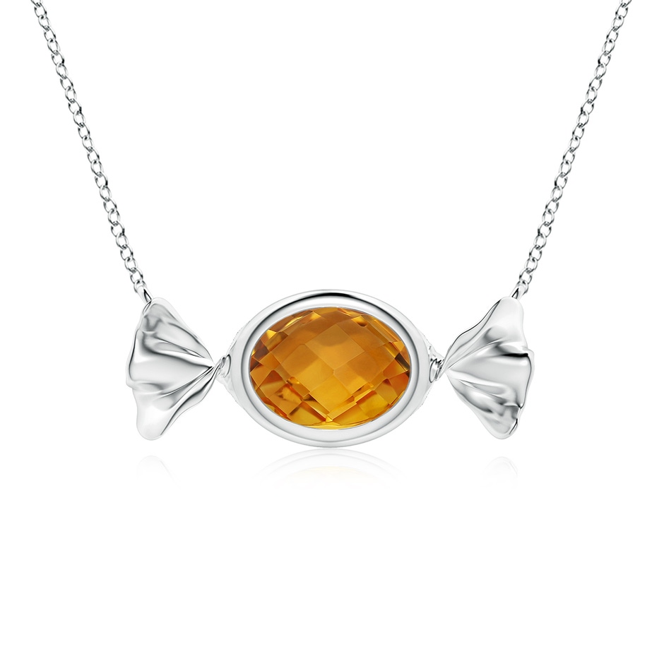 8x6mm AAA Sweet Treats Oval Citrine Candy Pendant in White Gold 