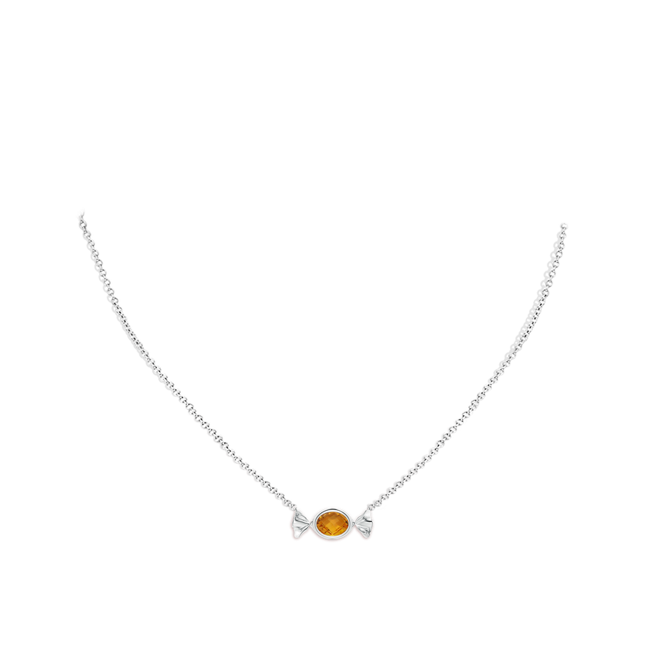 8x6mm AAA Sweet Treats Oval Citrine Candy Pendant in White Gold pen