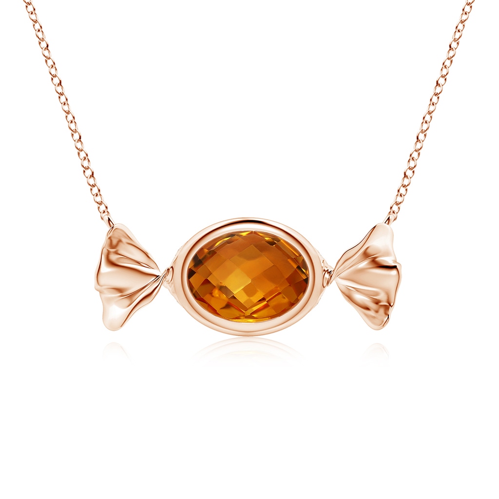 8x6mm AAAA Sweet Treats Oval Citrine Candy Pendant in Rose Gold
