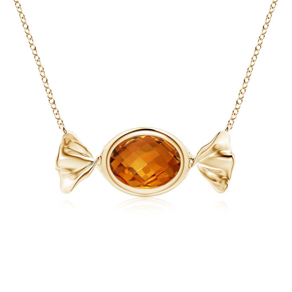 8x6mm AAAA Sweet Treats Oval Citrine Candy Pendant in Yellow Gold