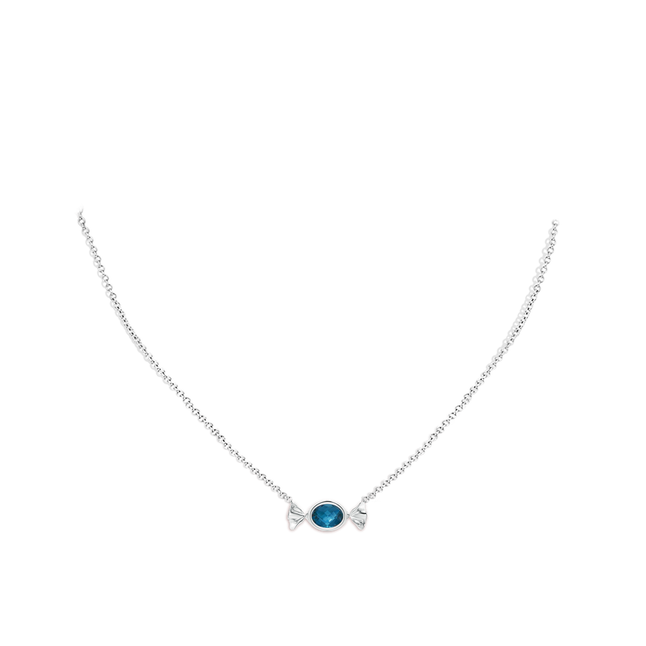 8x6mm AAA Sweet Treats Oval London Blue Topaz Candy Pendant in White Gold pen