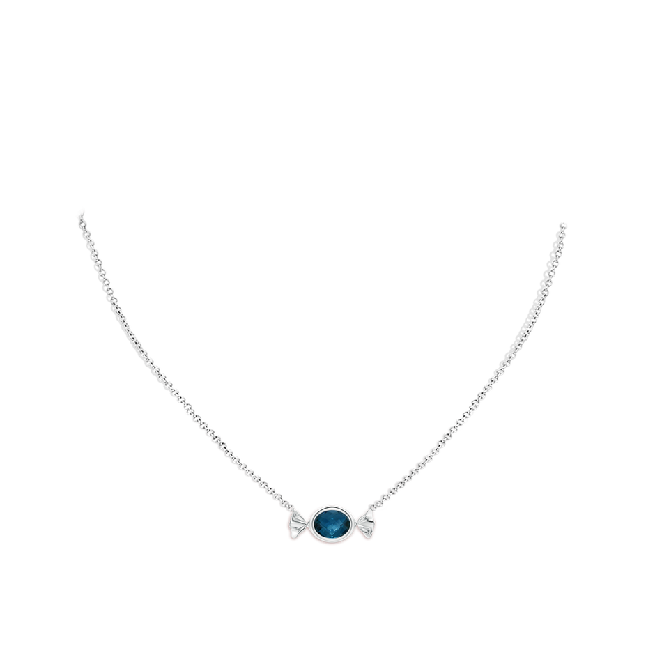 9x7mm AAAA Sweet Treats Oval London Blue Topaz Candy Pendant in 18K White Gold pen