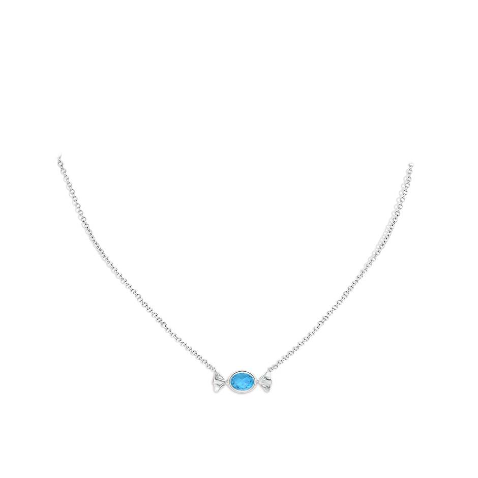 8x6mm AAA Sweet Treats Oval Swiss Blue Topaz Candy Pendant in White Gold pen