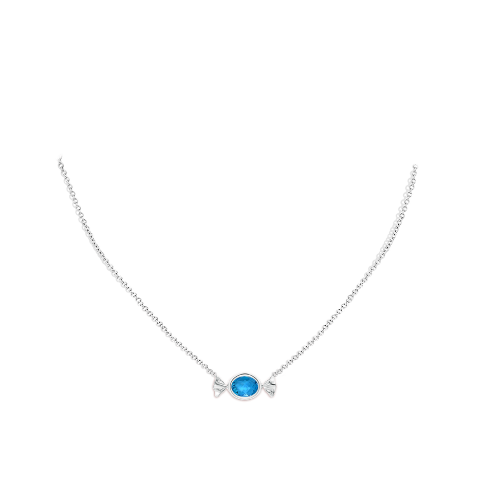 9x7mm AAAA Sweet Treats Oval Swiss Blue Topaz Candy Pendant in 18K White Gold pen