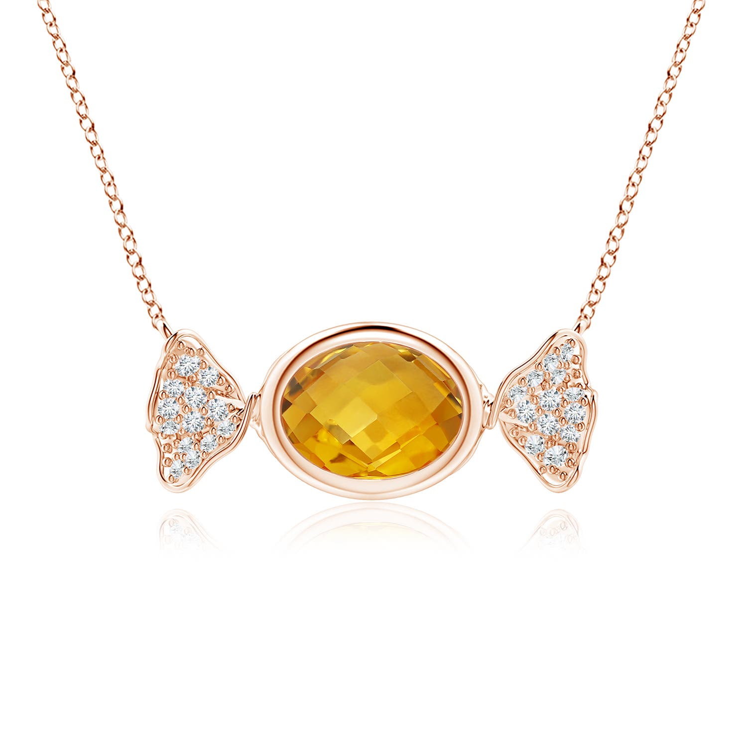 ANGARA 1.21 Ct Sweet Treats Citrine Candy Pendant with Diamond in 14K Gold